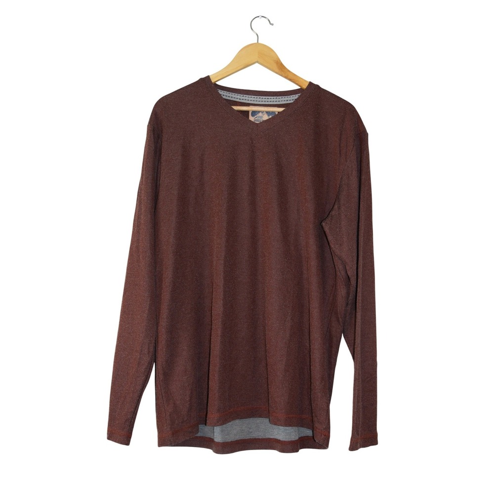 Grizzly Mountain Shirt Mens XL Burgundy‎ Long Sleeve V-Neck Textured Excellent